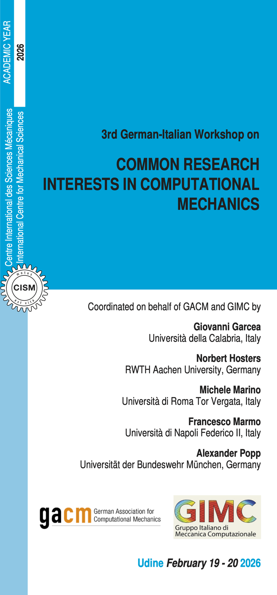 3rd German-Italian Workshop on "Common Research Interests In Computational Mechanics"